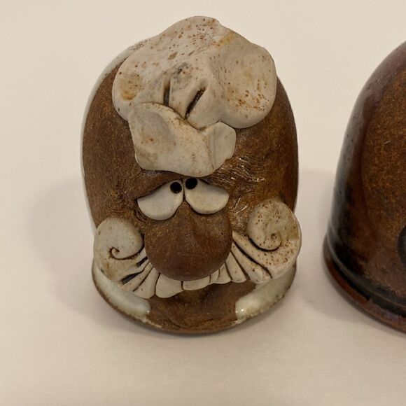 Funny Face Men Chef Hat Salt and Pepper Shakers - Picture 2 of 8